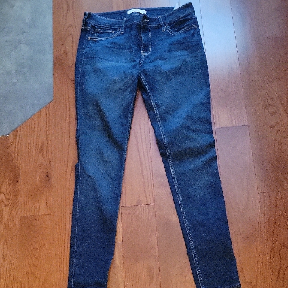Hollister Women's Deep Blue Skinny Jeans
